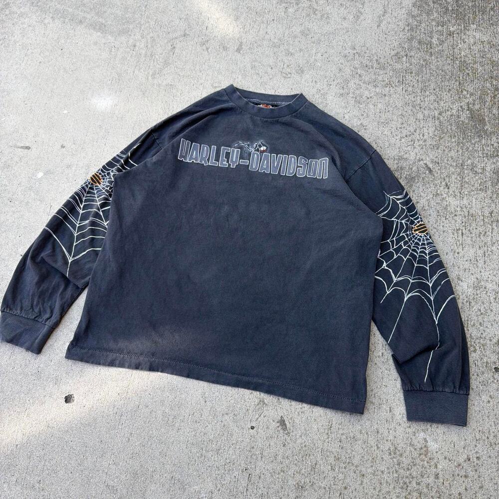 Harley Davidson spiderweb black long sleeve shirt Size XL